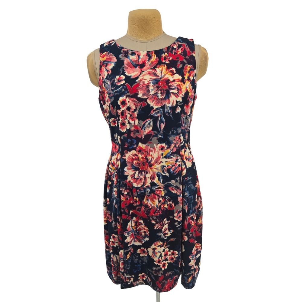 Chelsea Rose Floral Sheath Dress Womens 14 Sleeveless Knee Length Cocktail Party